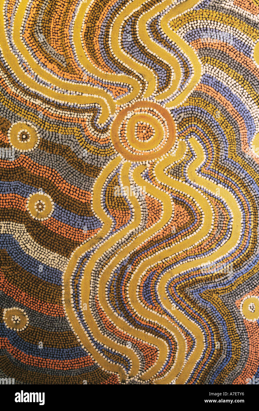 Aboriginal `dreamtime` painting central Australia Stock Photo